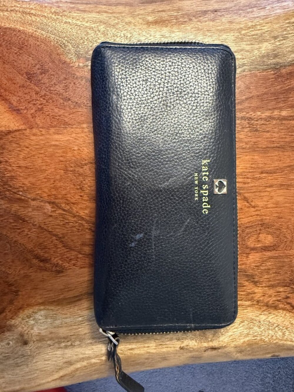 Kate Spade Navy Leather Zip Continental Wallet